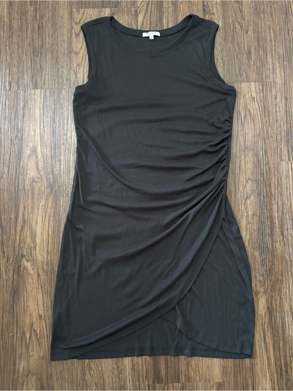 Z Supply Charcoal Gray Ruched Side Jersey Knit Sleeveless Dress Size L